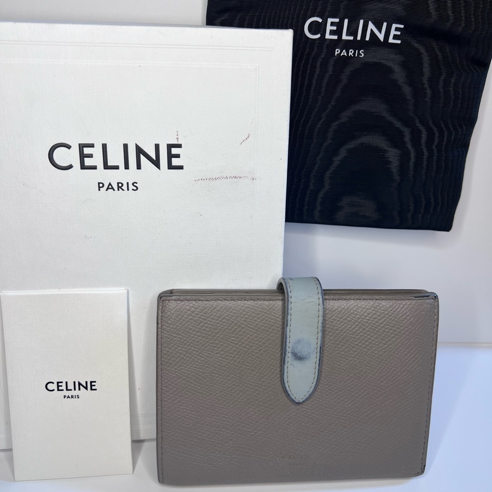 CÉLINE Taupe & Blue Leather Wallet